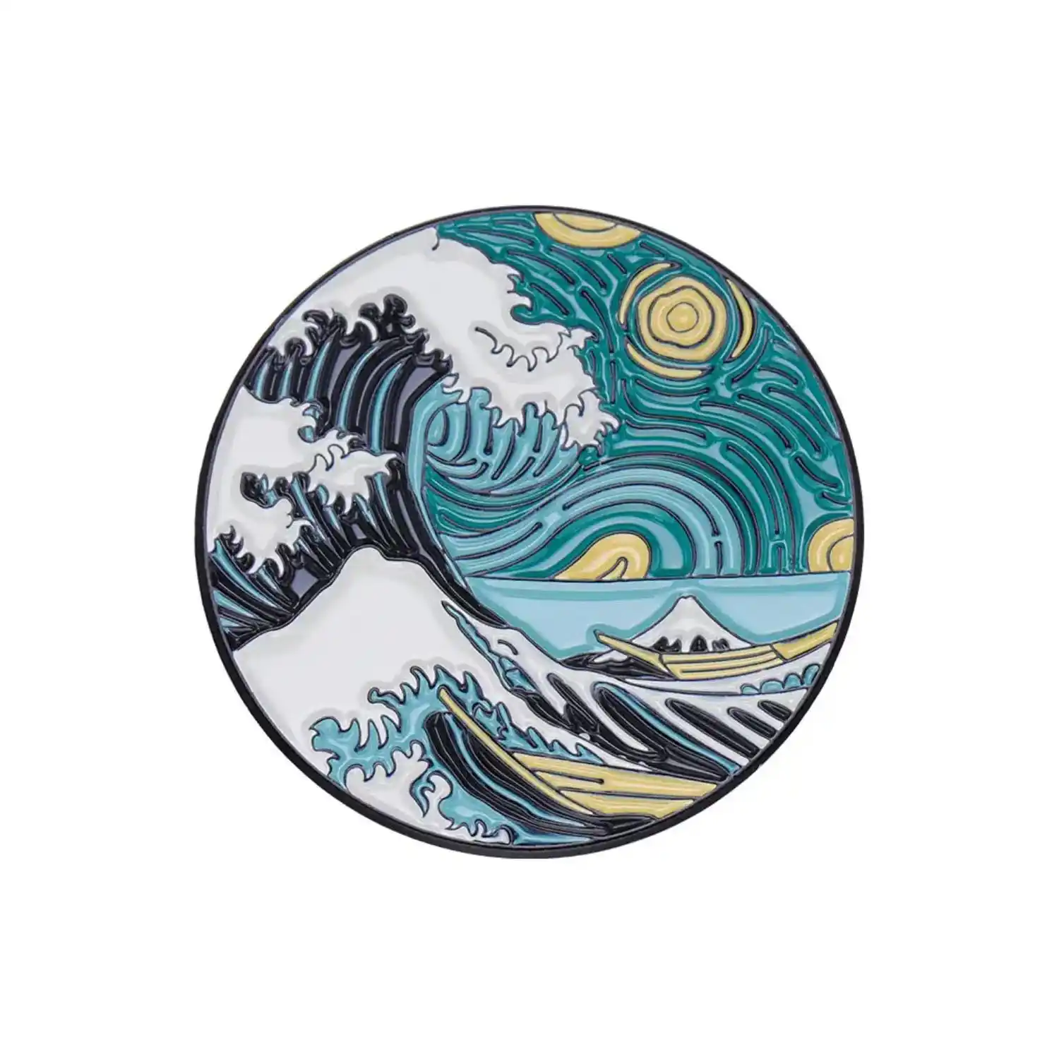 Enamel Pin – Starry Night Van Gogh Great Wave Off Kanagawa Hokusai