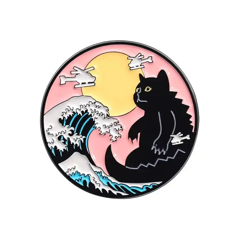 Enamel Pin – Catzilla Great Wave