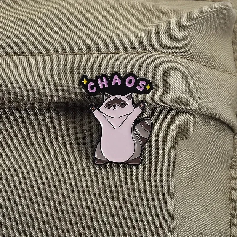 Alternative view of Enamel Pin - Chaos Raccoon